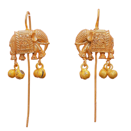 Gajah Oxidised Earcuff | Elephant | Ghungroos | Beads | Golden Polished