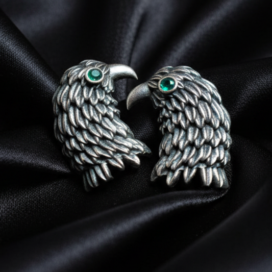 Garuda Oxidised Earring | Eagle | Silver Replica | Bold | Bird