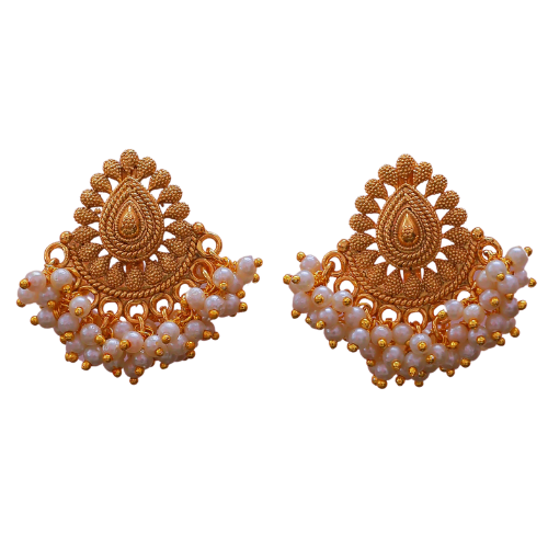 Mohini Pearls Golden Earrings | Festive Wear | Ethnic Wear | Pearls | Golden