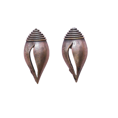 Shankha Oxidised Silver Earrings | Studs | Silver Replica