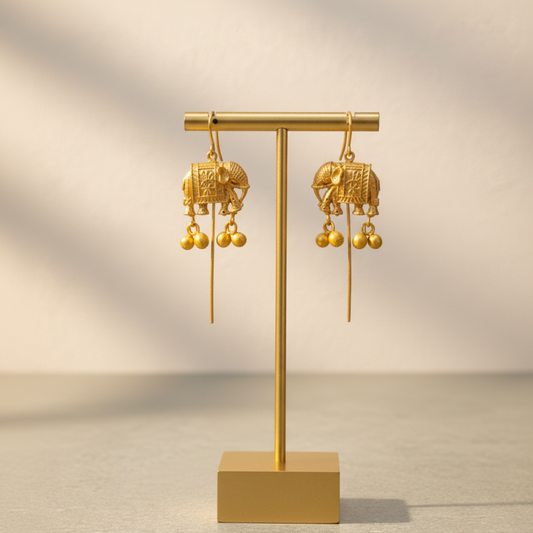 Gajah Oxidised Earcuff | Elephant | Ghungroos | Beads | Golden Polished