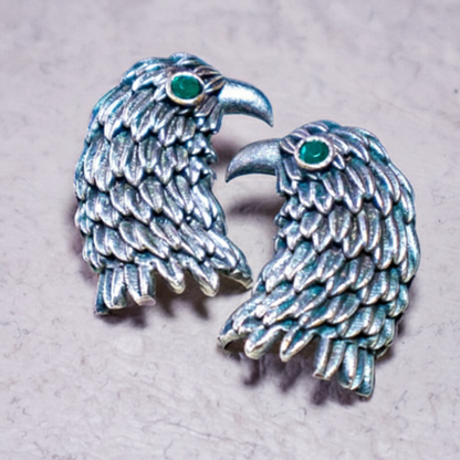 Garuda Oxidised Earring | Eagle | Silver Replica | Bird | Bold