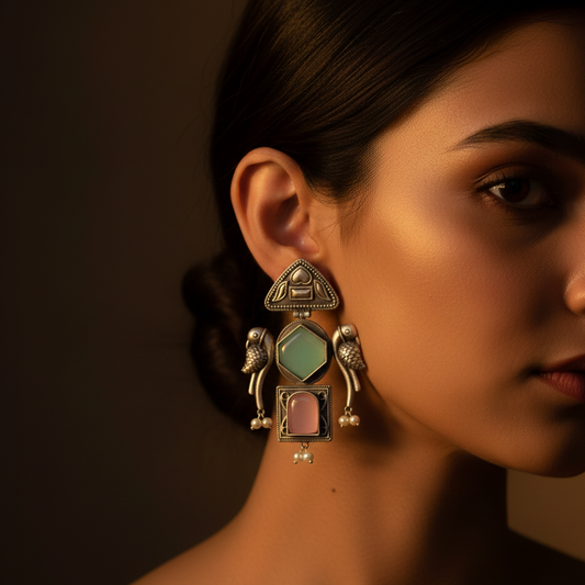 Goonj Silver Replica Earrings