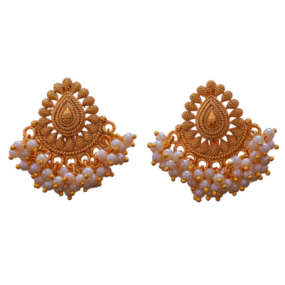 Mohini Pearls Golden Earrings | Festive Wear | Ethnic Wear | Pearls | Golden